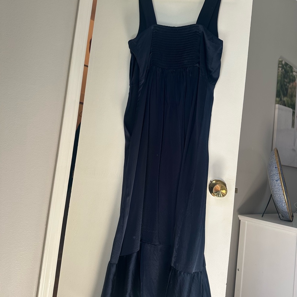 Navy Quince Satin Midi Dress - Picture 8 of 10